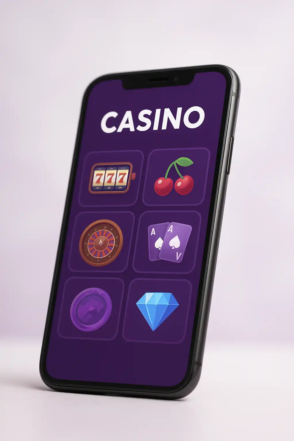 Mobile phone showing the Spinboss casino site with a purple themed interface
